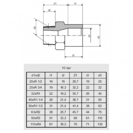 PVC külsőmenetes toldás 20mm x 1/2"KM