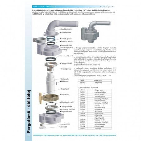Forgatómű vízöblítéses fúráshoz (piros betétes)