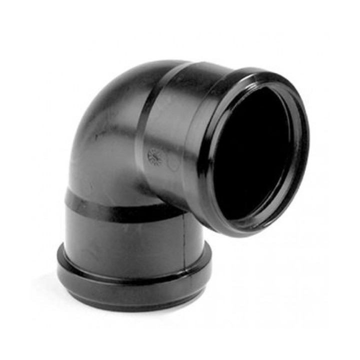 PVC fekete 75mm 90° könyök (Tokozott gumigyűrűs)