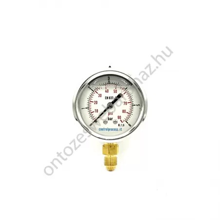 Glicerinnel töltött nyomásmérő óra 0-6bar álló