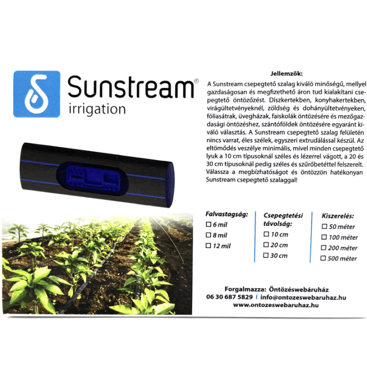 Csepegtető szalag 10cm oszt,6mil,1,14L/h (100m/tek)