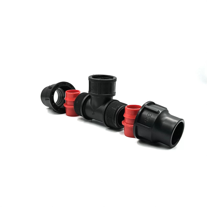 Variálható menetes T idom 25x1/2"BMx25 PP