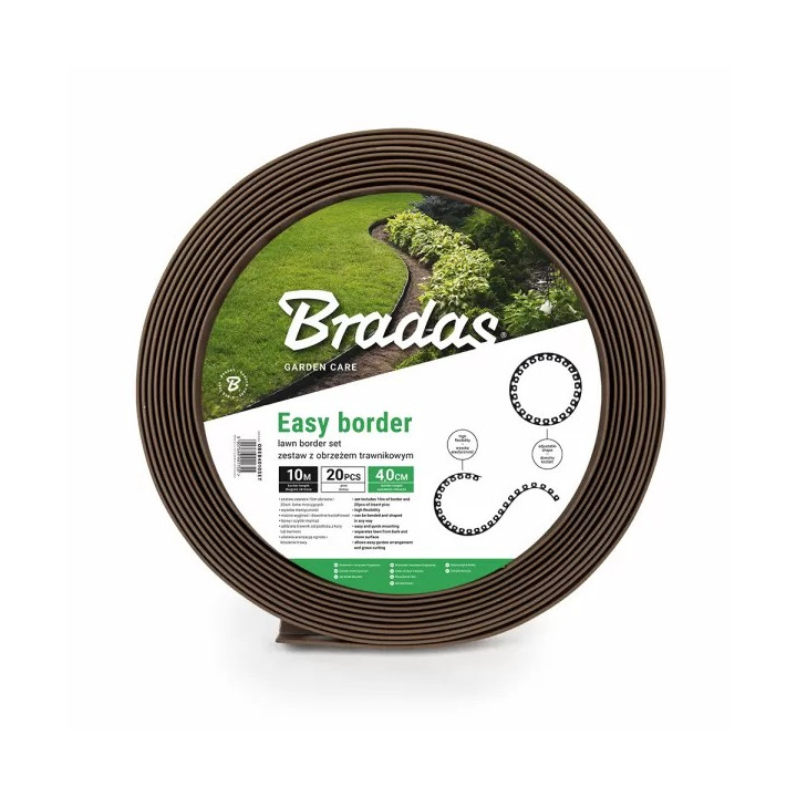 Kerti szegély szett easy border 10m x 4cm barna