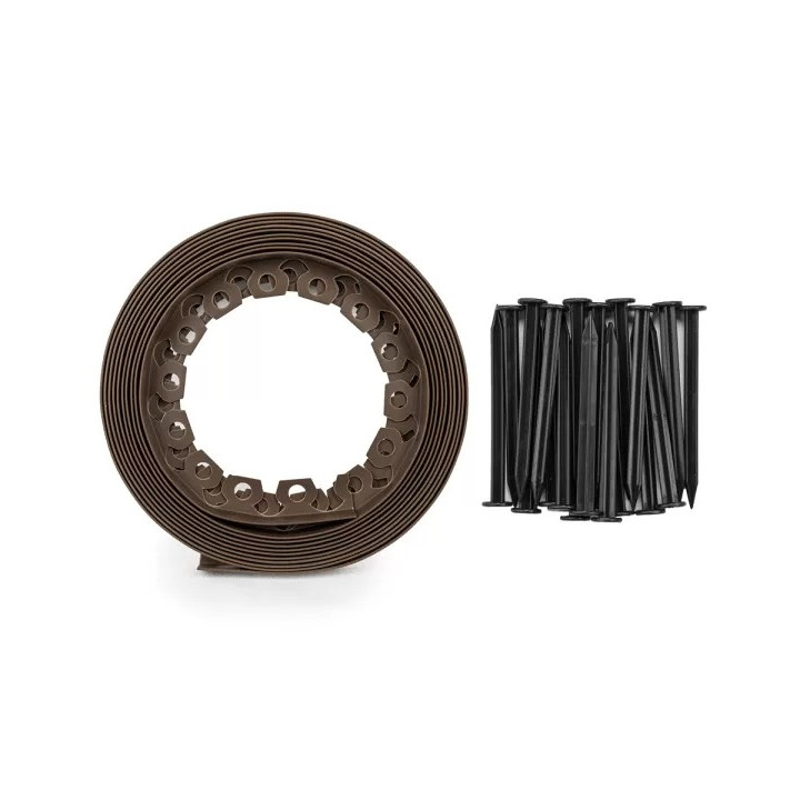 Kerti szegély szett easy border 10m x 4cm barna