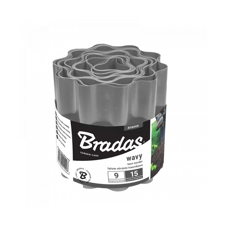 Bradas univerzális ágyásszegély szürke 9m x 15cm