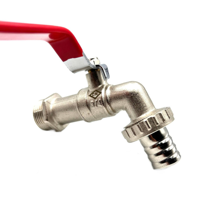 Erősített fém golyós csap 1/2" KB 1/2" tömlőhöz