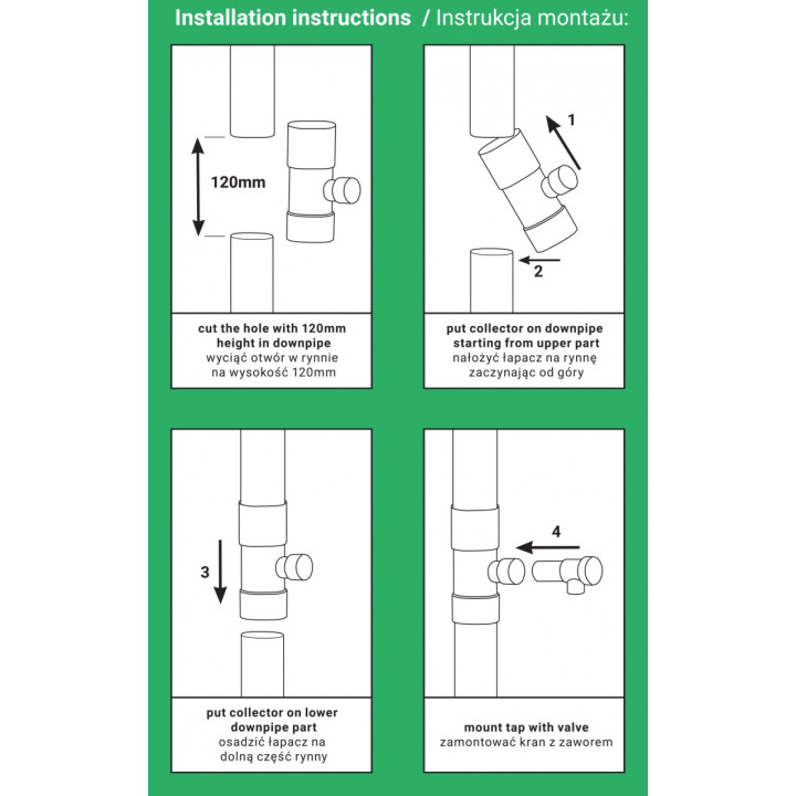 BRADAS esővíz gyűjtő 100mm-szürke