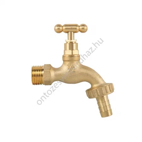 Lassú nyitású réz csap 1/2" KM 13mm tömlőhöz (BR-KSO1234)