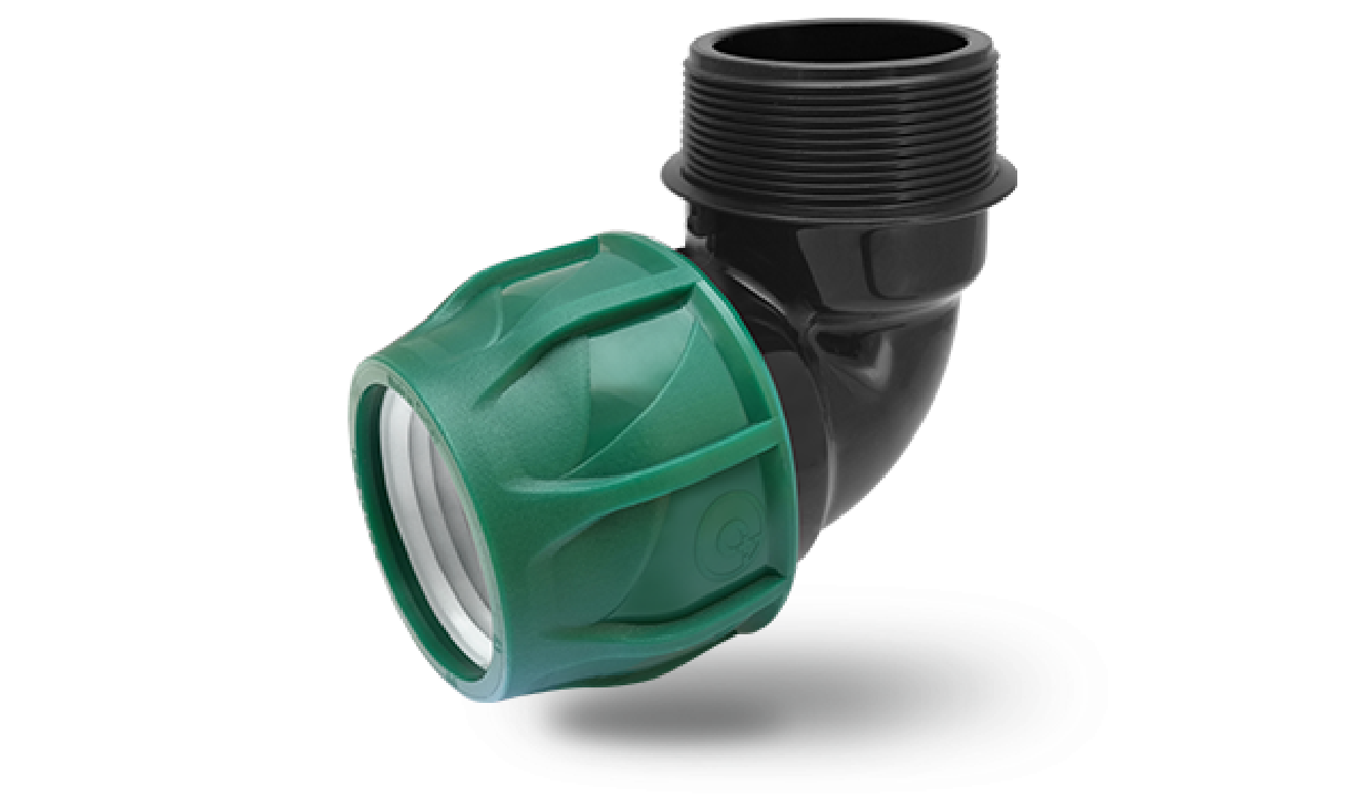 KPE,MPE könyök 32 x 1" tok x KM (zöld,10bar)