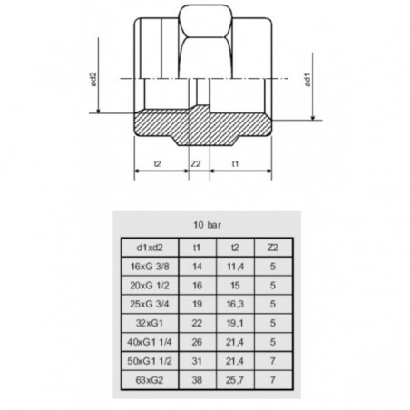PVC belsőmenetes toldás 32mm x 1"BM